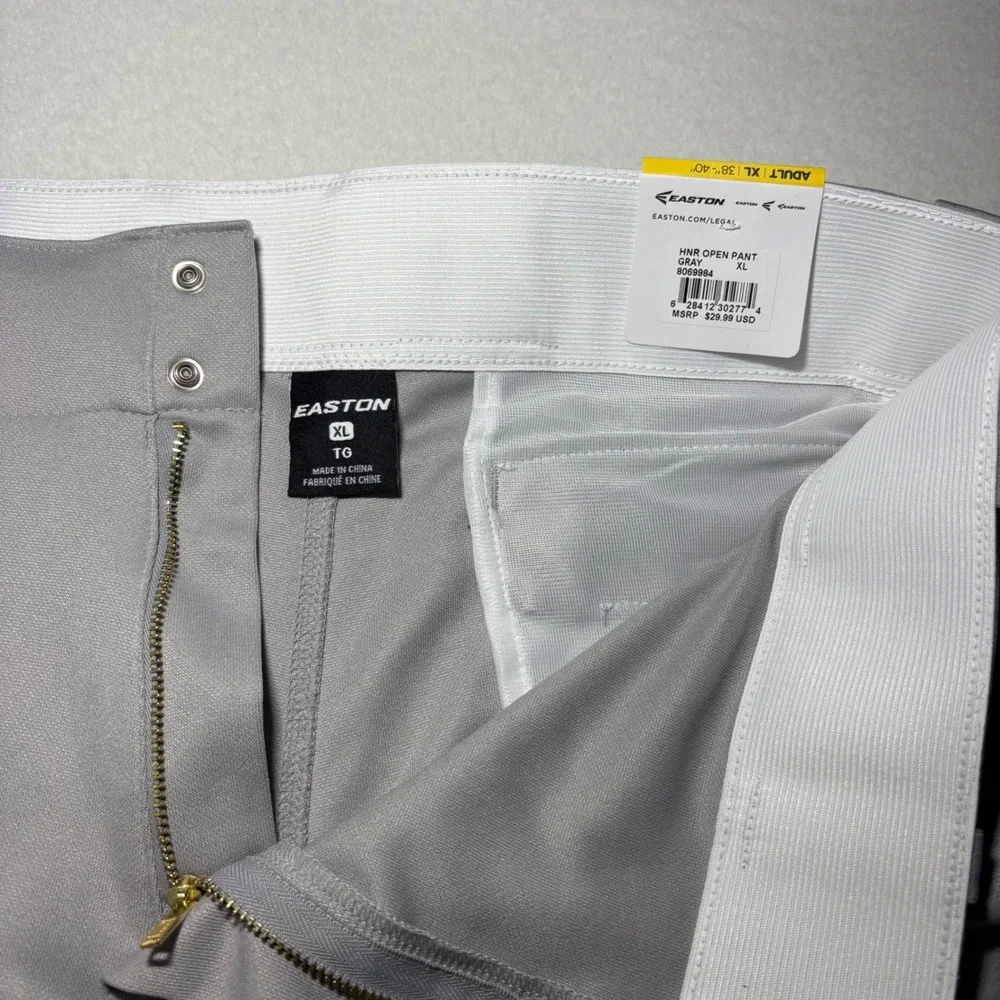 Easton HNR‎ Open Bottom Baseball Pants Mens XL Gray 8069984 New